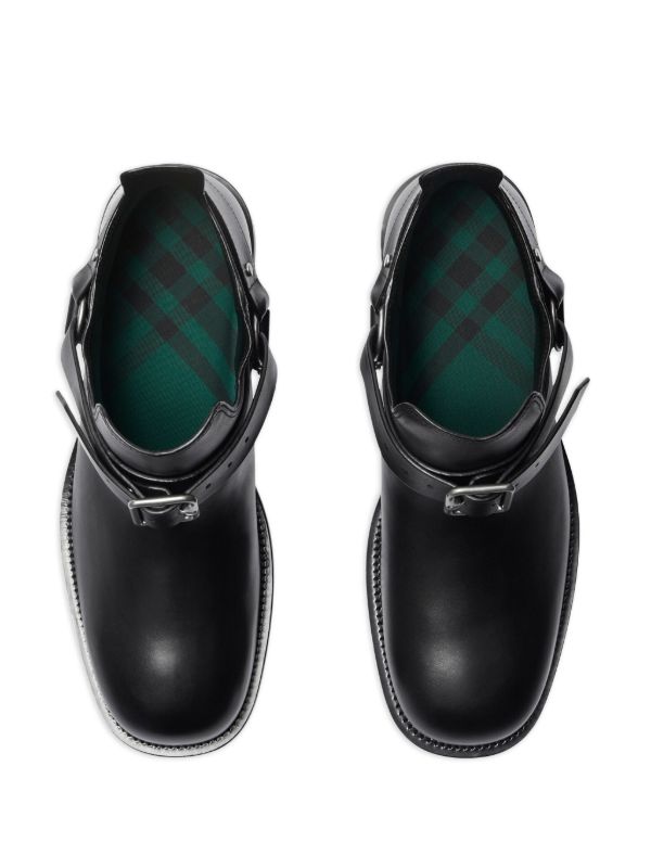 Burberry Black Saddle Leather Boots | Browns Boots
