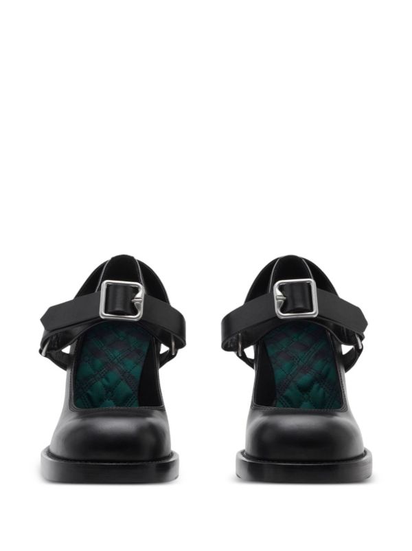 Burberry Black Stirrup 85 Leather Pumps | Browns Pumps