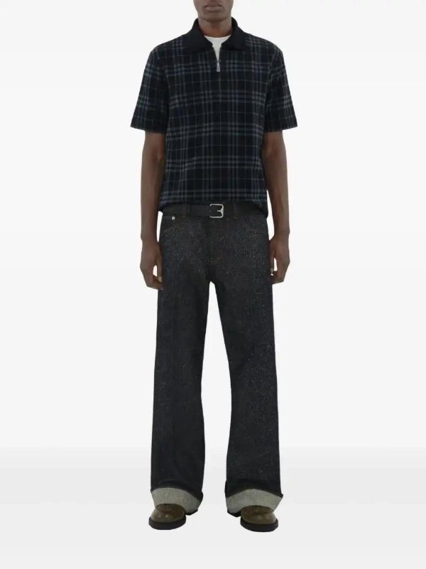 Burberry Blue Checked Polo Shirt | Browns Polo Shirts