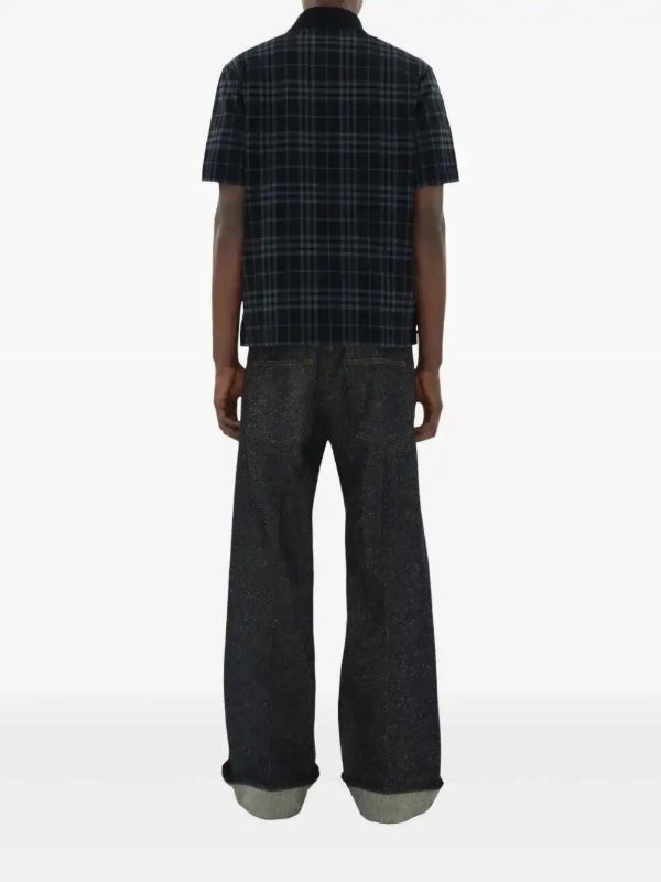 Burberry Blue Checked Polo Shirt | Browns Polo Shirts