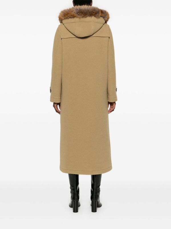 Burberry Brown Faux-Fur Trim Wool Coat | Browns Single Breasted Coats