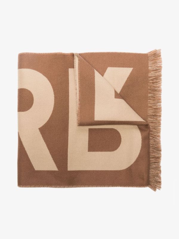 Burberry brown logo wool jacquard scarf | Browns Scarves