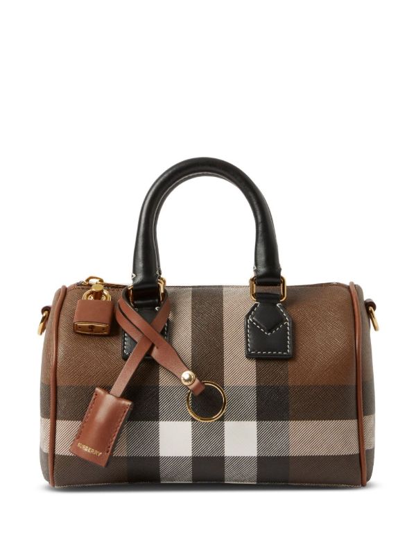Burberry brown mini Checked Bowling Bag | Browns Mini Bags