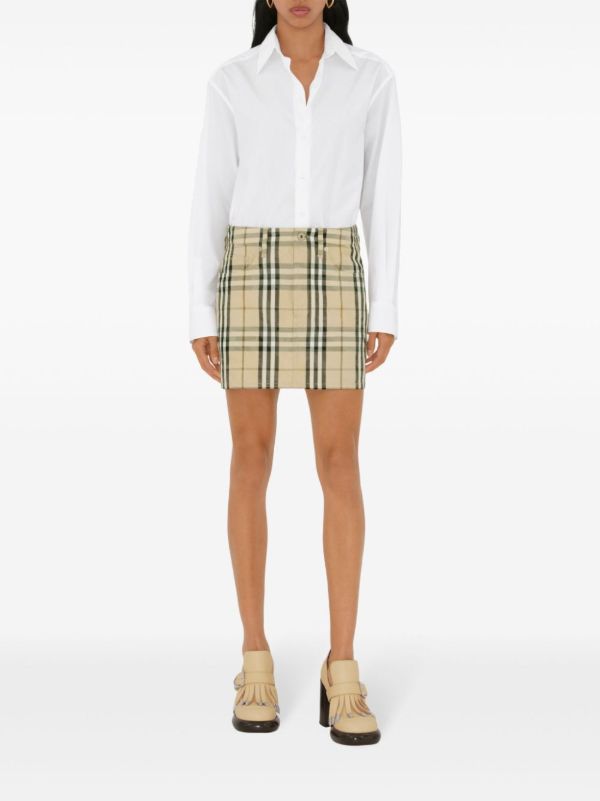 Burberry Check Denim Mini Skirt | Browns Straight Skirts