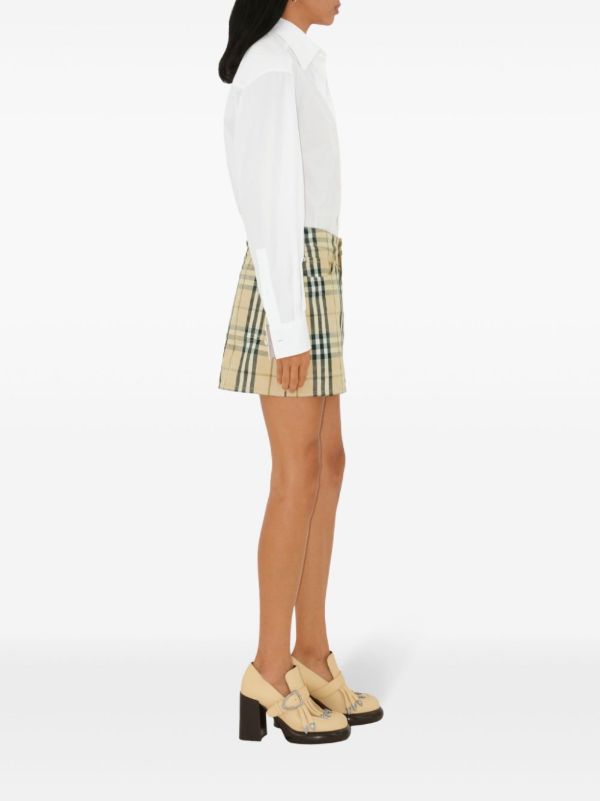 Burberry Check Denim Mini Skirt | Browns Straight Skirts