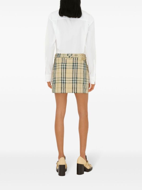 Burberry Check Denim Mini Skirt | Browns Straight Skirts