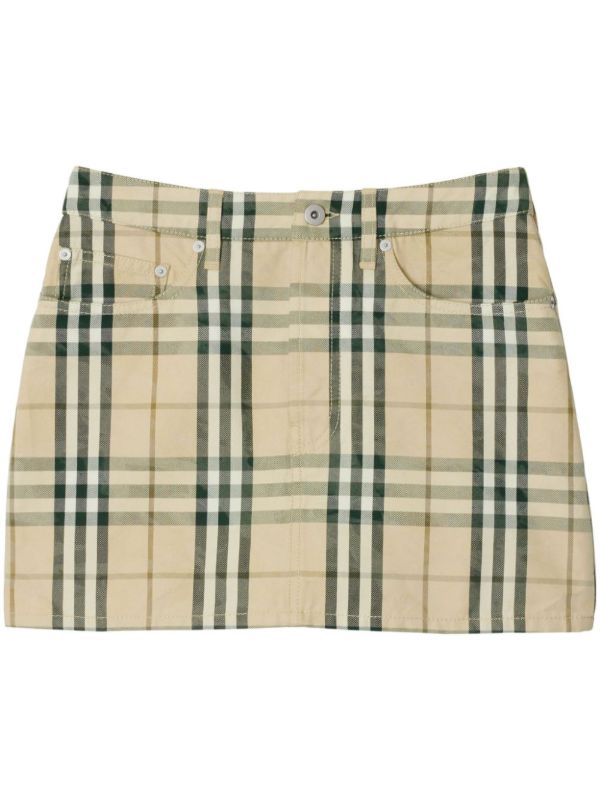 Burberry Check Denim Mini Skirt | Browns Straight Skirts