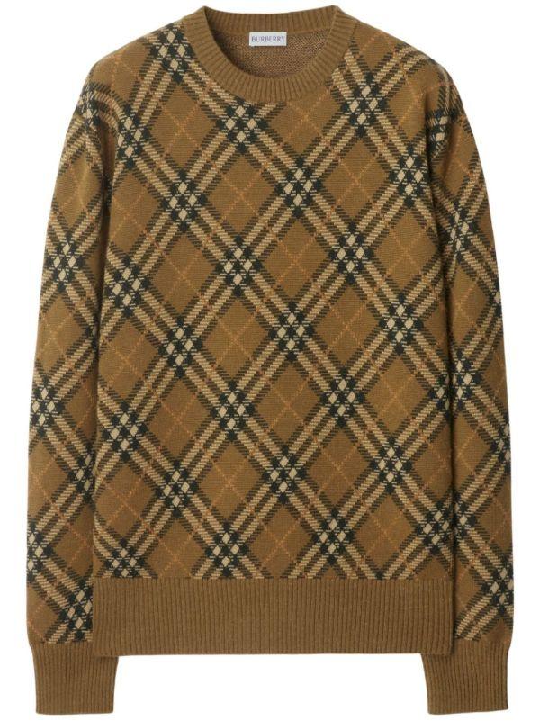 Burberry Check Wool Mohair Blend Sweater | Browns Knitted Sweaters