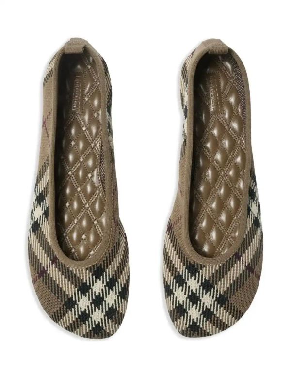 Burberry Checked Knitted Ballet Flats | Browns Ballerina Shoes