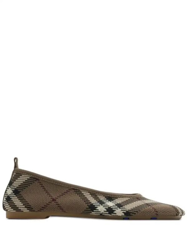 Burberry Checked Knitted Ballet Flats | Browns Ballerina Shoes