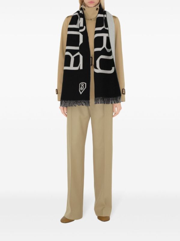 Burberry Logo-Intarsia Wool Scarf | Browns Scarves
