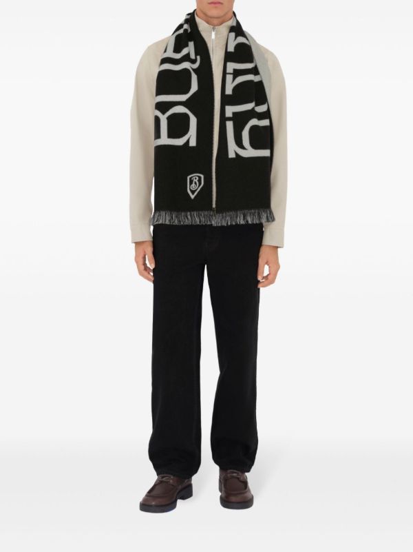 Burberry Logo-Intarsia Wool Scarf | Browns Scarves