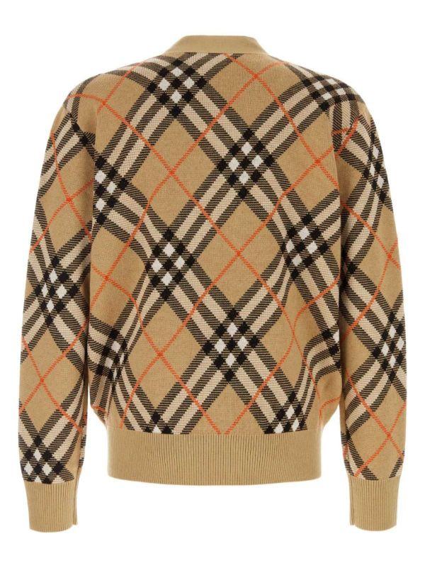 Burberry Neutral Check Wool Cardigan | Browns Cardigans