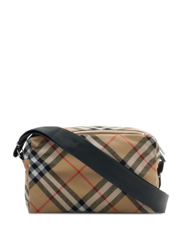 Burberry Neutral Checked Cross Body Bag | Browns Messenger Bags