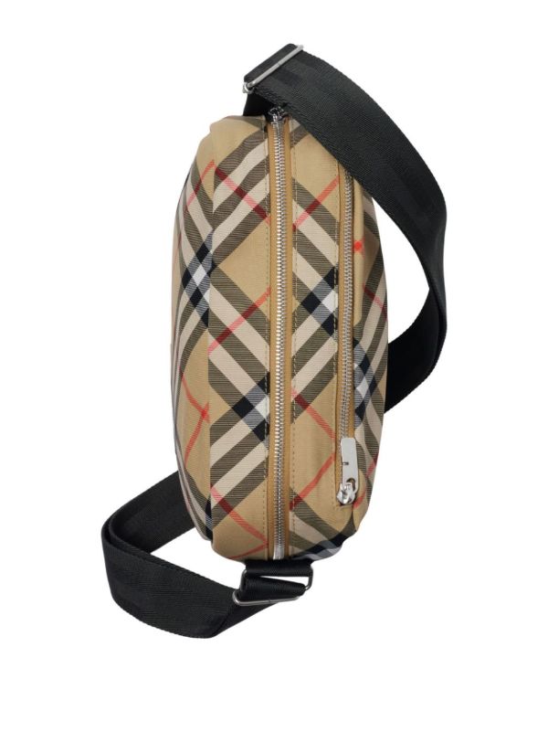 Burberry Neutral Checked Cross Body Bag | Browns Messenger Bags