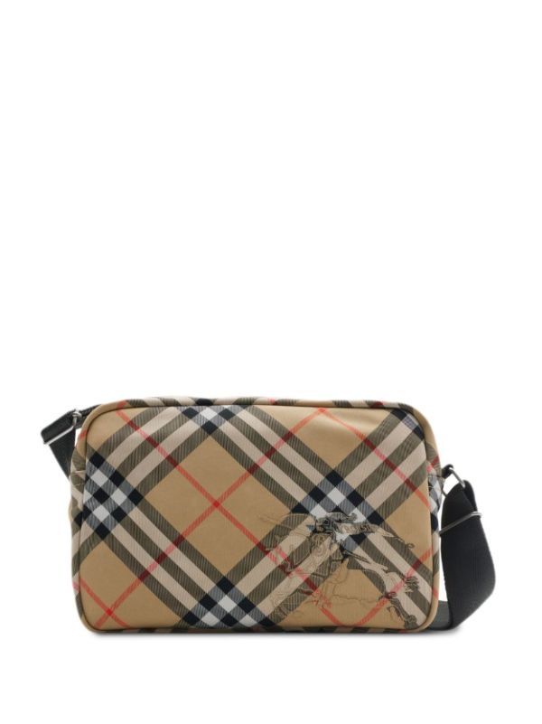 Burberry Neutral Checked Cross Body Bag | Browns Messenger Bags