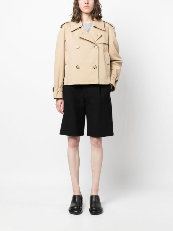 Burberry Neutral Haltye Short Trench Coat | Browns Fitted Jackets