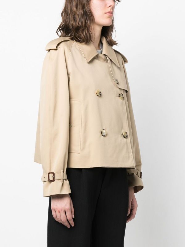 Burberry Neutral Haltye Short Trench Coat | Browns Fitted Jackets