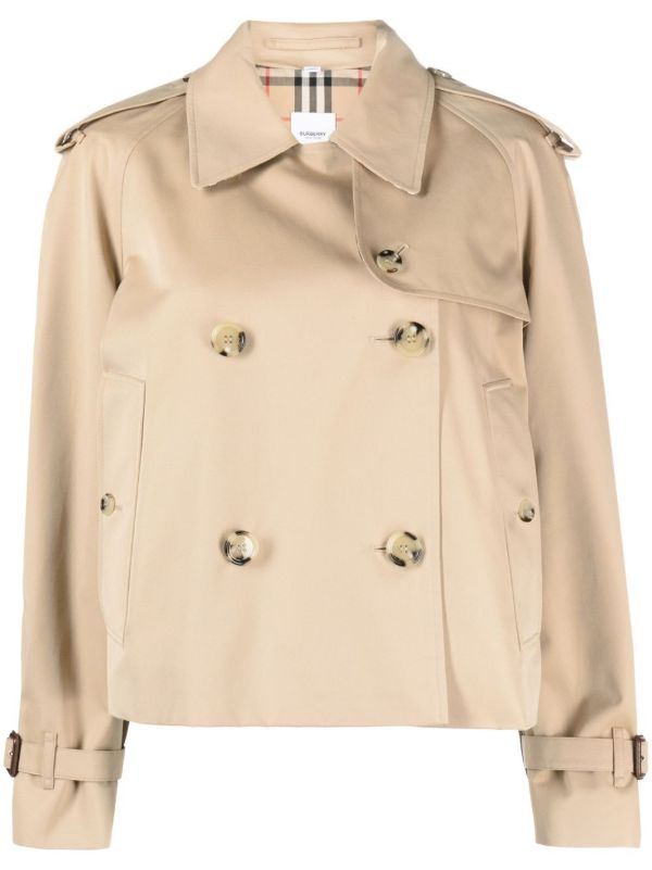 Burberry Neutral Haltye short trench coat | Browns Fitted Jackets