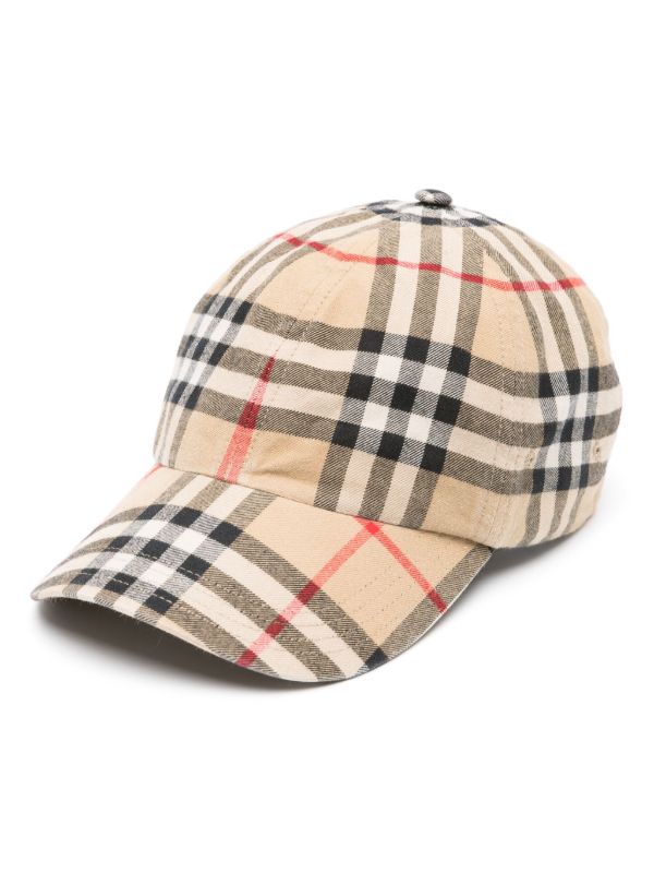 Burberry Neutral Vintage Check Cotton Baseball Cap | Browns Hats