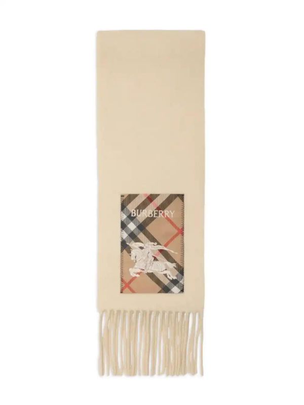 Burberry Neutrals Check Label Scarf | Browns Scarves