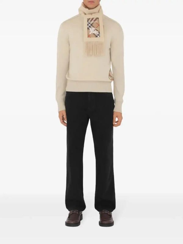 Burberry Neutrals Check Label Scarf | Browns Scarves