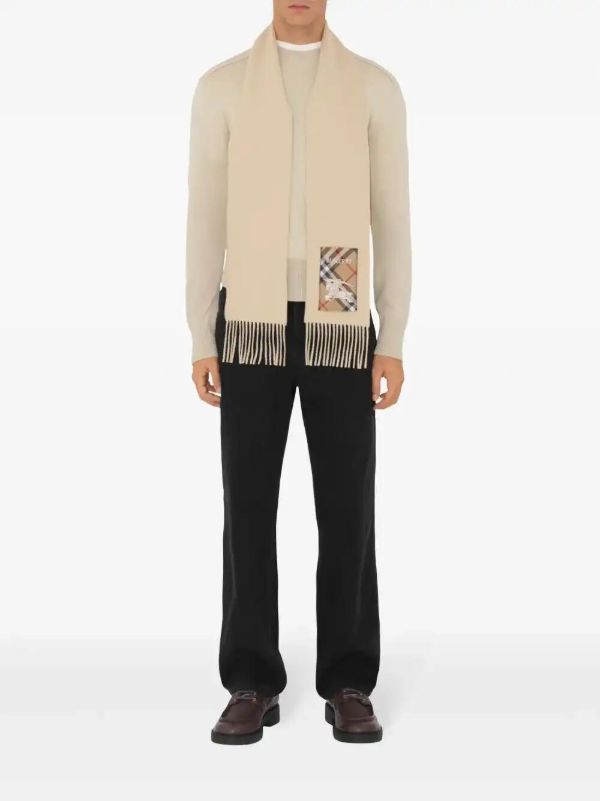 Burberry Neutrals Check Label Scarf | Browns Scarves