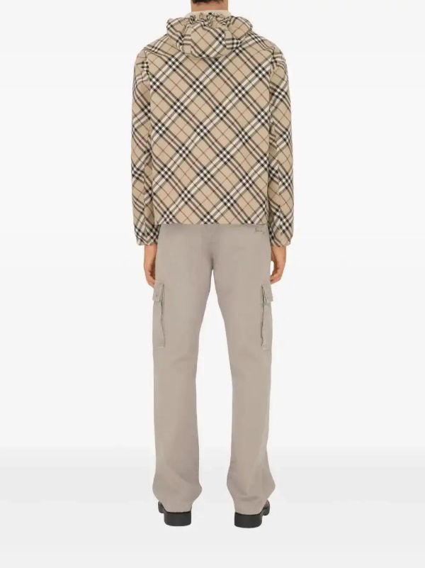 Burberry Neutrals Checked Twill Jacket | Browns Hooded Jackets