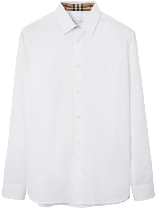 Burberry white point-collar cotton shirt | Browns Shirts