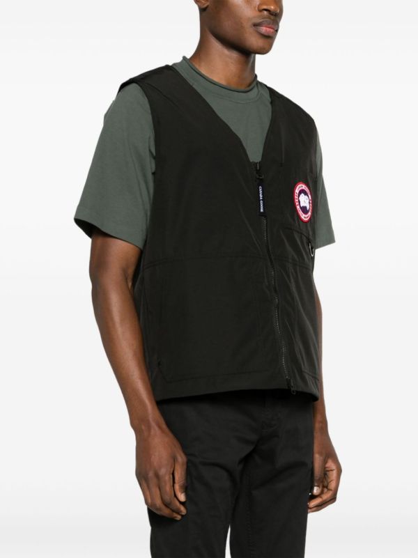 Canada Goose Black Logo-appliqué Zip-up Gilet | Browns Waistcoats & Gilets