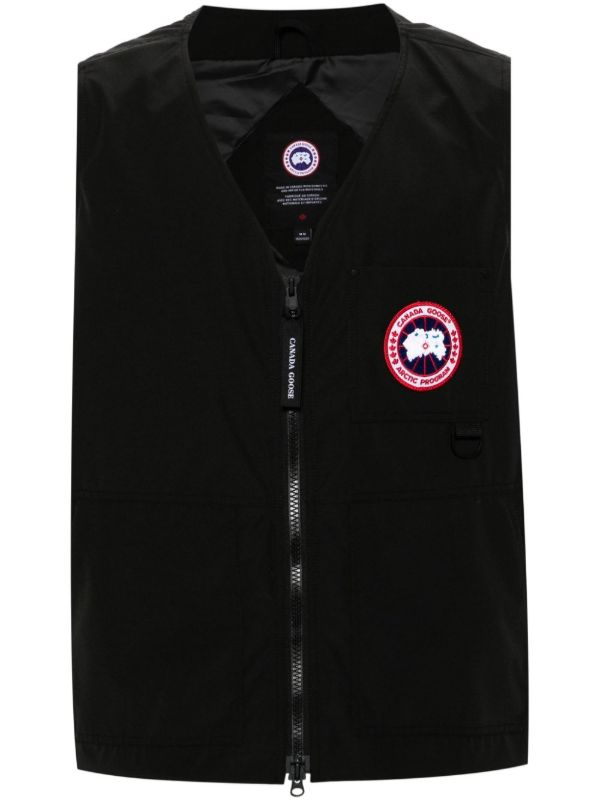 Canada Goose black logo-appliqué zip-up gilet | Browns Waistcoats & Gilets