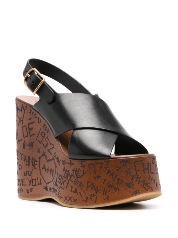 Chloé Black Maxime 130 Wedge Sandals | Browns Sandals