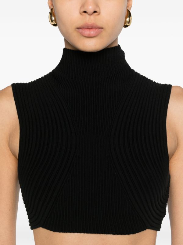 Chloé Black Ribbed-Knit Wool Top | Browns Knitted Tops
