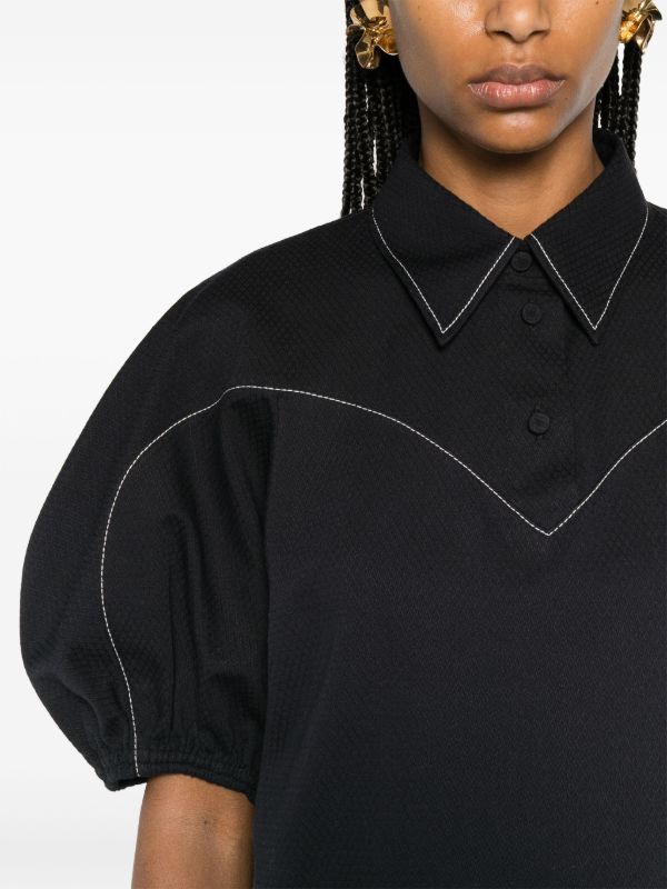 Chloé Blue Contrast-Stitching Cotton Polo Shirt | Browns Polo Tops