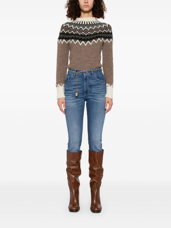 Chloé Brown Fair-Isle Knit Sweater | Browns Knitted Sweaters