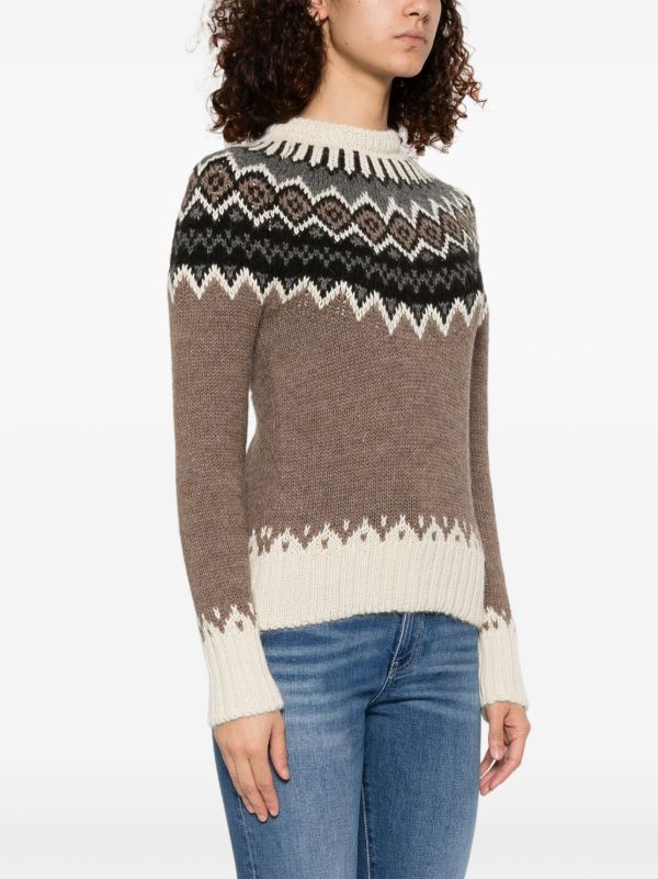 Chloé Brown Fair-Isle Knit Sweater | Browns Knitted Sweaters