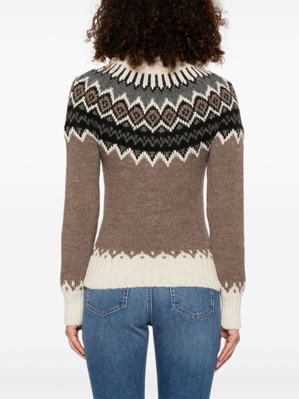 Chloé Brown Fair-Isle Knit Sweater | Browns Knitted Sweaters