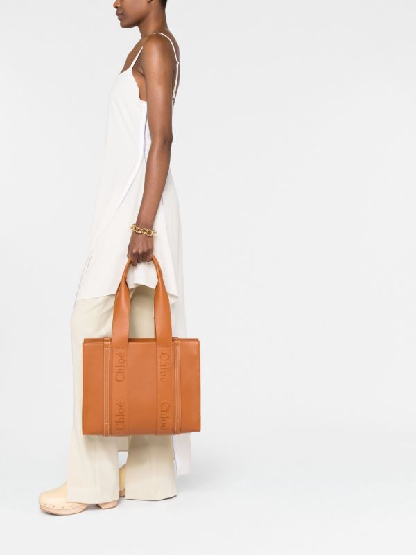 Chloé Brown Woody Medium Leather Tote Bag | Browns Tote Bags