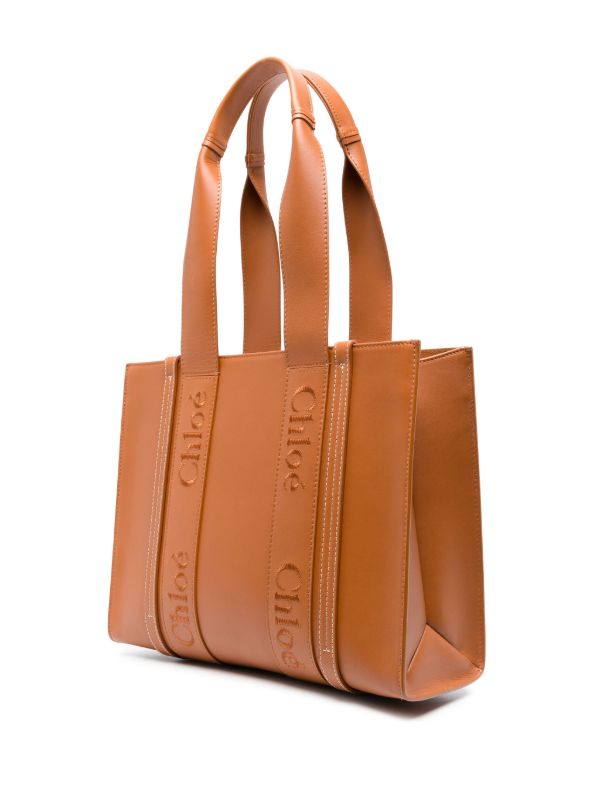 Chloé Brown Woody Medium Leather Tote Bag | Browns Tote Bags