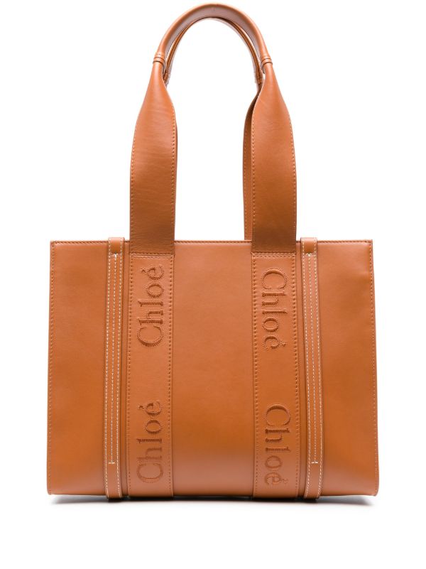 Chloé brown Woody medium leather tote bag | Browns Tote Bags