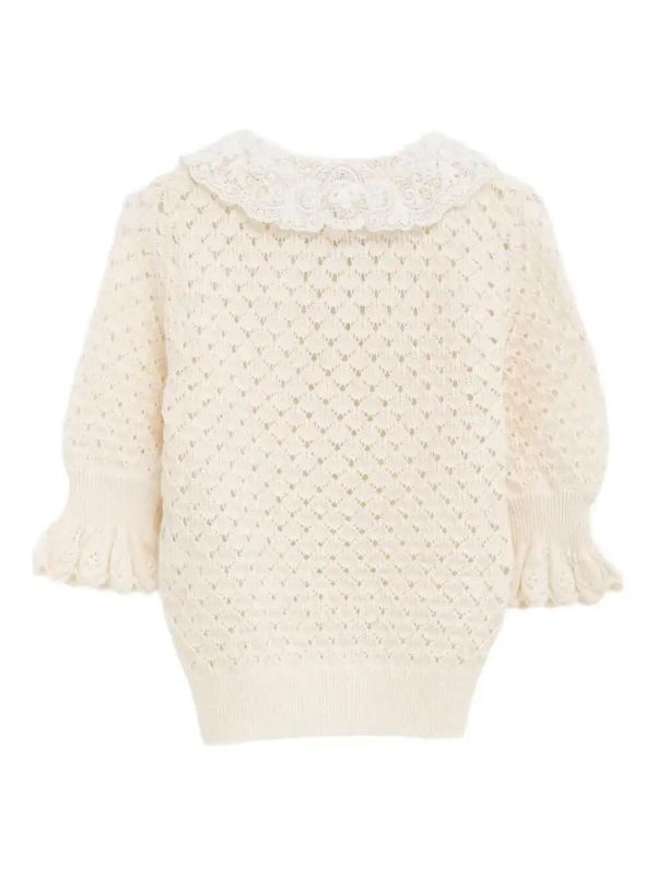 Chloé Lace-collar Open-knit Top | Browns Polo Tops