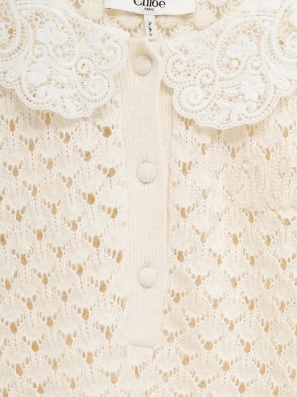 Chloé Lace-collar Open-knit Top | Browns Polo Tops