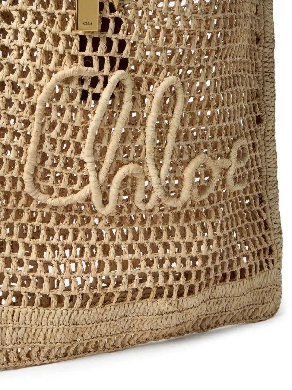 Chloé Summer Banana Logo-detail Raffia Tote Bag | Browns Tote Bags