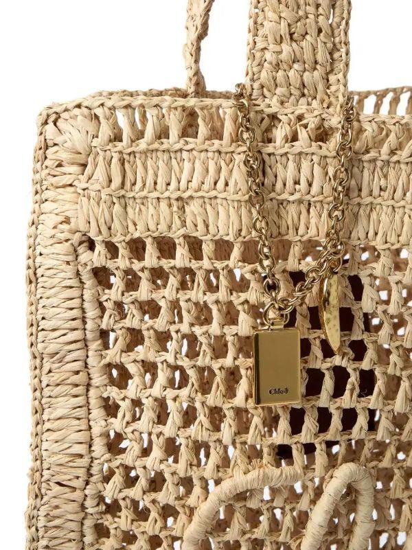 Chloé Summer Banana Logo-detail Raffia Tote Bag | Browns Tote Bags