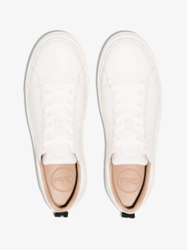 Chloé White Lauren Low Top Leather Sneakers | Browns Sneakers