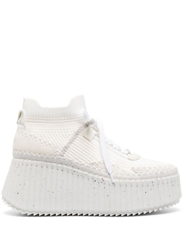 Chloé white Nama 80 wedge sneakers | Browns Sneakers