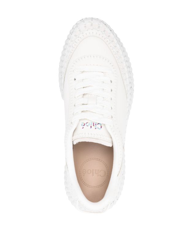 Chloé White Nama Whipstitch Sneakers | Browns Sneakers