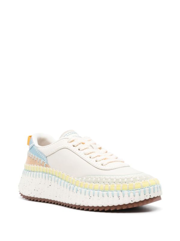 Chloé White Nama Whipstitch Sneakers | Browns Sneakers
