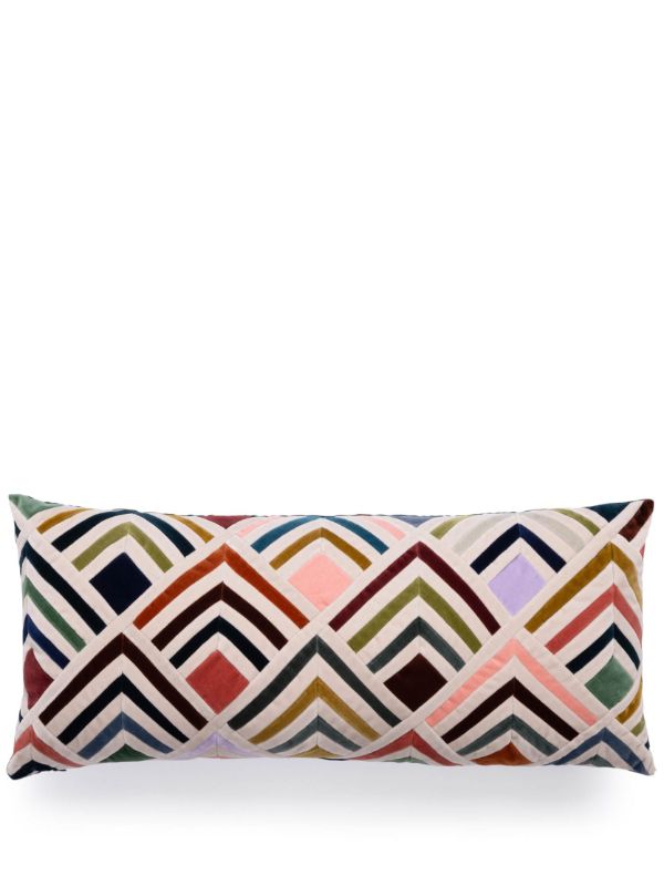 Christina Lundsteen Multicolour Tallulah Geometric Print Velvet Cushion | Browns Cushions