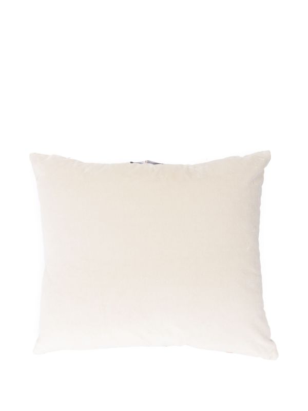 Christina Lundsteen Orange Layla Geometric Print Velvet Cushion | Browns Cushions